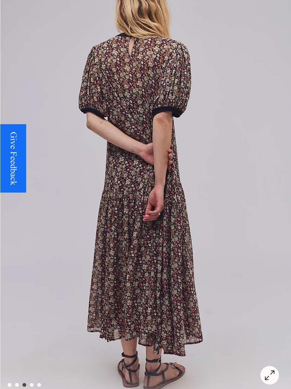 Free People Courtside Crush Maxi Dress Large Black Combo NWT floral sleeves Boho - Picture 3 of 12